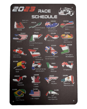 Formula 1 Race Schedule - Metalen borden
