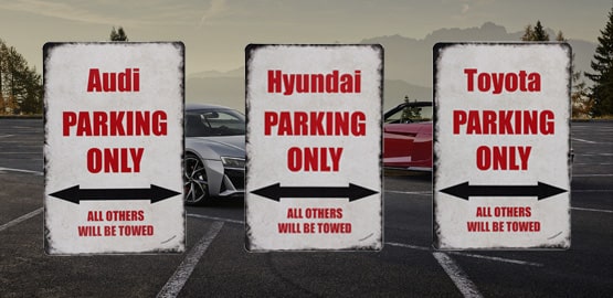 Parking only voor auto Audi Hyundai Toyota brand metalen borden categorie image