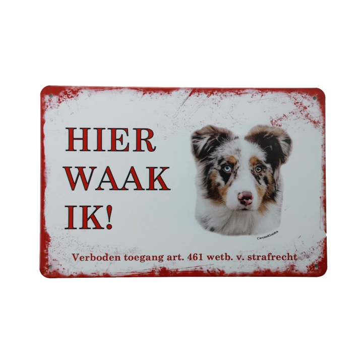 31380 australische herder 2 Hier Waak Ik Australische Herder Metalen borden