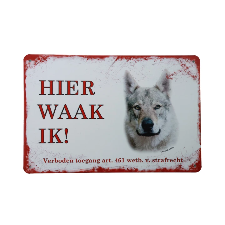 31385 tjechische wolfshond 2 Hier Waak Ik Tsjechische Wolfshond Metalen borden