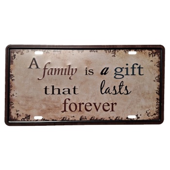 A family is a gift that lasts forever - Metalen Borden, metal sign, wandbord, metalenbord, metalen borden tekst,