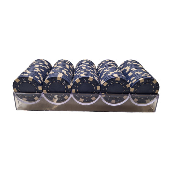 Poker chips in tray Blue