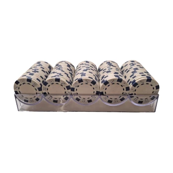 Pokerchips in tray Wit, poker fiches, poker chips