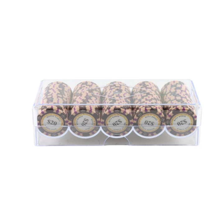 11321 – Monte carlo chips waarde 20 – 100 stuks – 1 Monte Carlo Poker Chips Waarde 20 In Tray