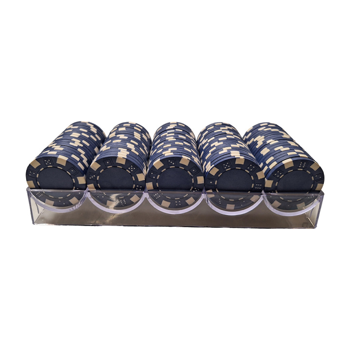 Poker-bakje-blauw-chips Poker chips in tray Blauw