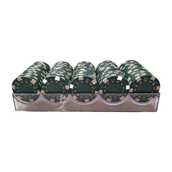 Poker chips in tray Groen