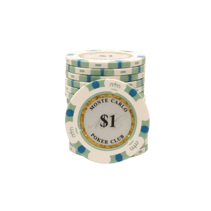 Monte Carlo poker chips 25 stuks waarde 1