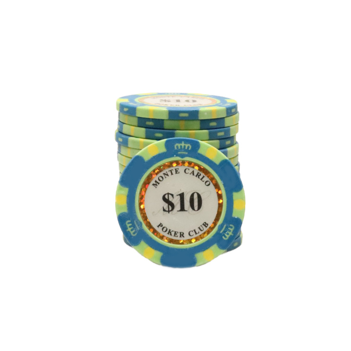 Monte Carlo poker chips 25 stuks waarde 10