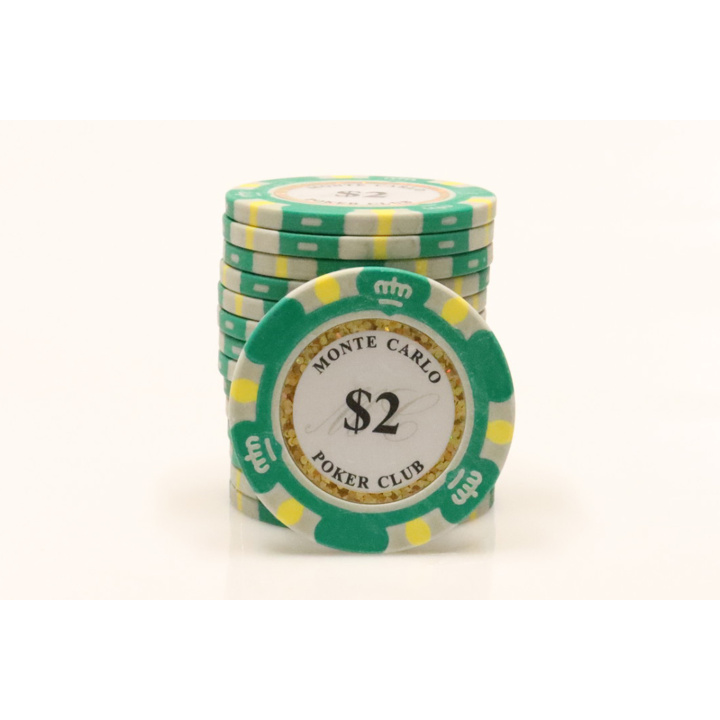 Monte Carlo poker chips 25 stuks waarde 2