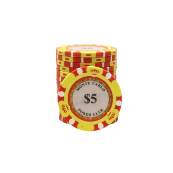 Monte Carlo poker chips 25 stuks waarde 5