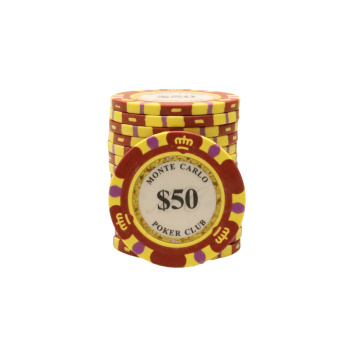 Monte Carlo poker chips 25 stuks waarde 50