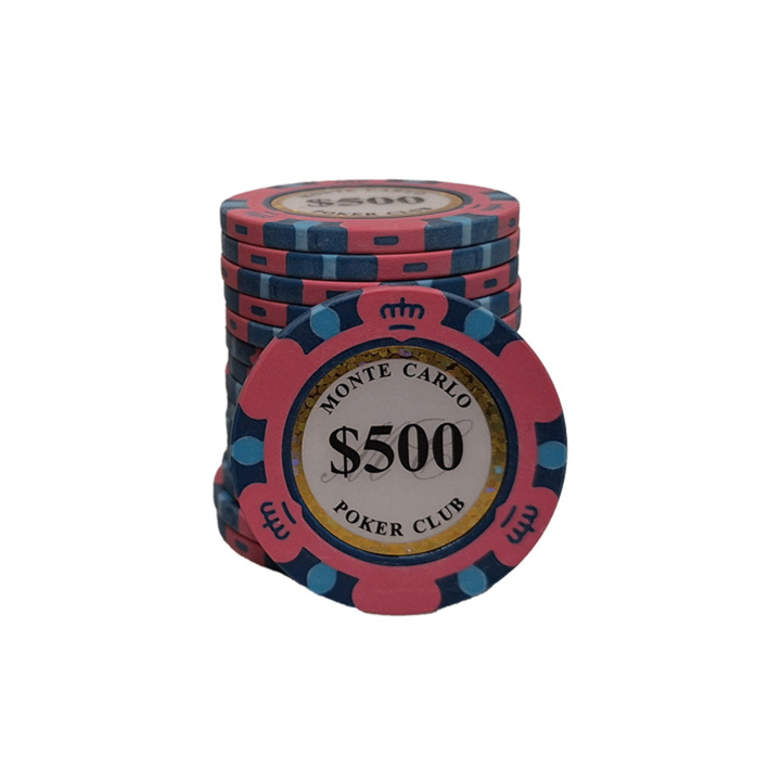 Monte Carlo poker chips 25 stuks waarde 500