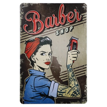 Barber shop vrouw Metalen Borden