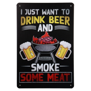 Drink beer smoke meat Metalen borden