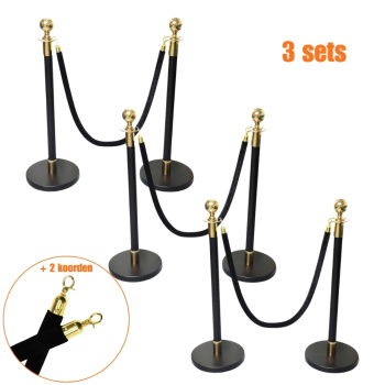 Afzetpalen zwart/goud set van 3