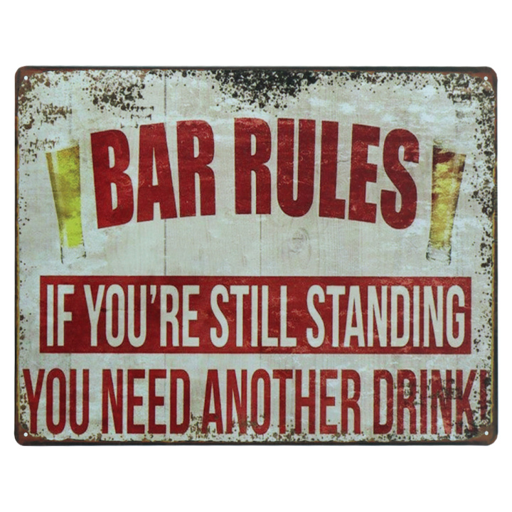 Bar rules Metalen bord 30 x 40cm