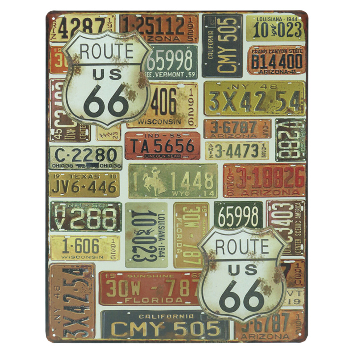 Route 66 kentekenplaat metalen bord 30 x 40cm