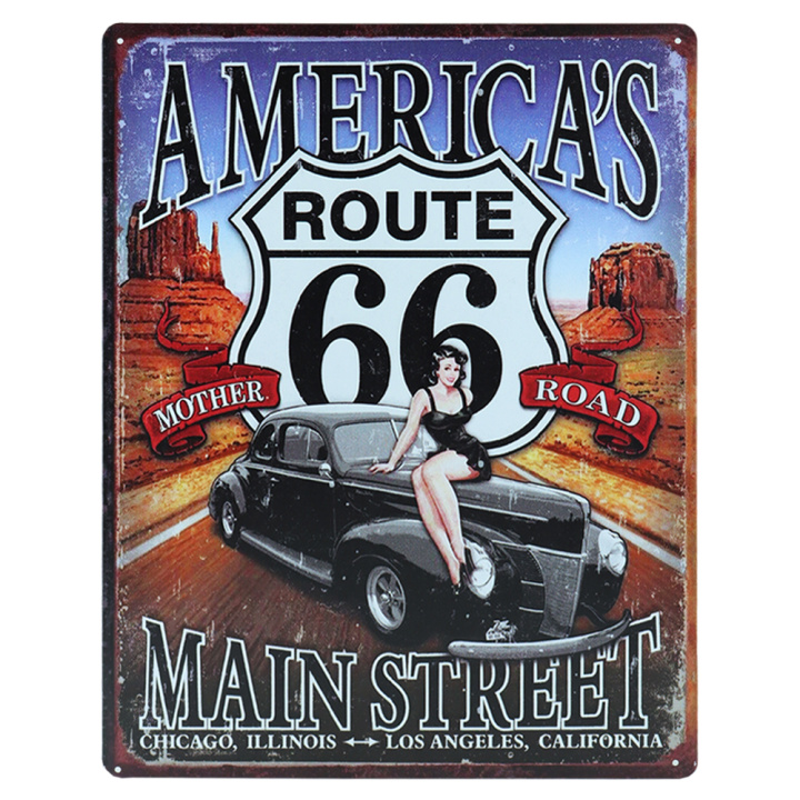 Route 66 metalen bord 30 x 40cm