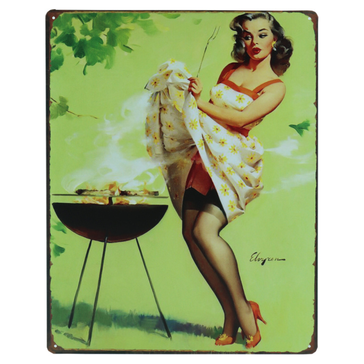 BBQ Girl metalen bord 30 x 40cm