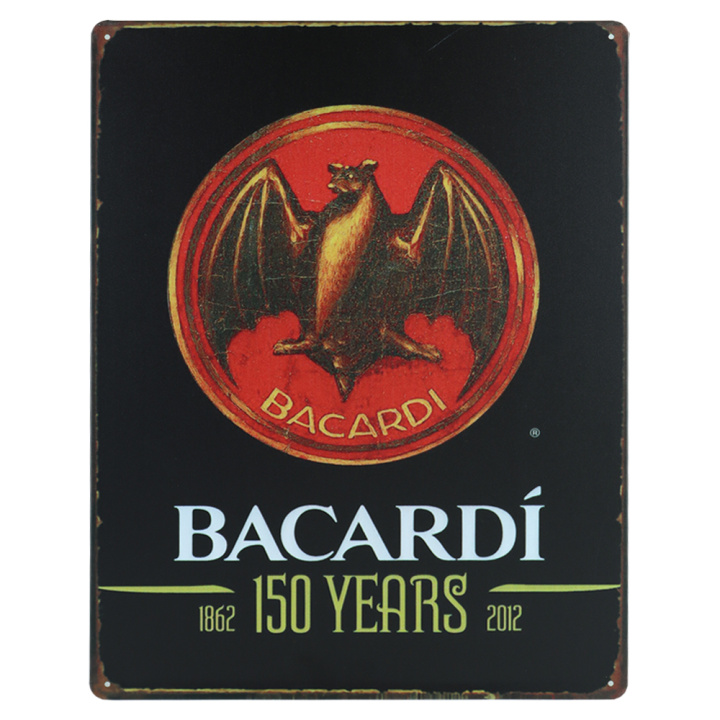 Bacardi 150 jaar metalen bord 30 x 40cm