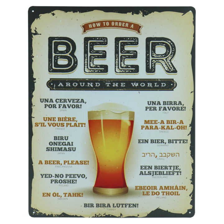 Beer arround the world metalen bord 30 x 40cm