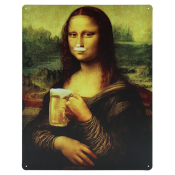 Bier mona lisa metalen bord 30 x 40cm