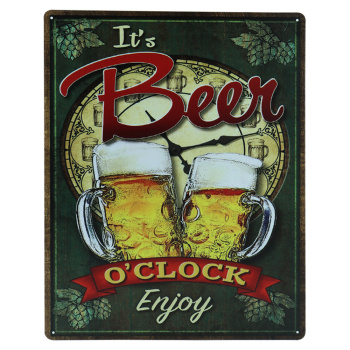 Beer o clock metalen bord 30 x 40cm