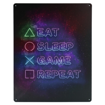 Eat sleep metalen bord 30 x 40cm