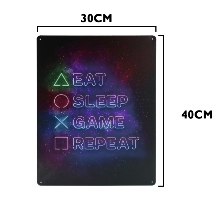 Eat sleep metalen bord 30 x 40cm