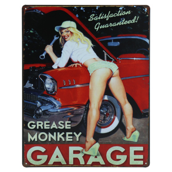 Garage Grease Monkey metalen bord 30 x 40cm