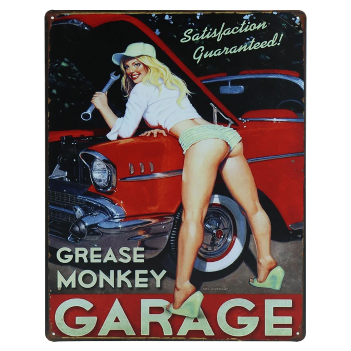 Grease-monkey-metalen-borden-30-40-1 Garage Grease Monkey metalen bord 30 x 40cm