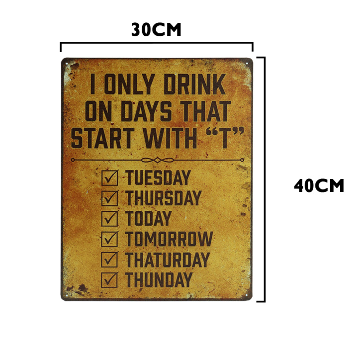 I only drink metalen bord 30 x 40cm