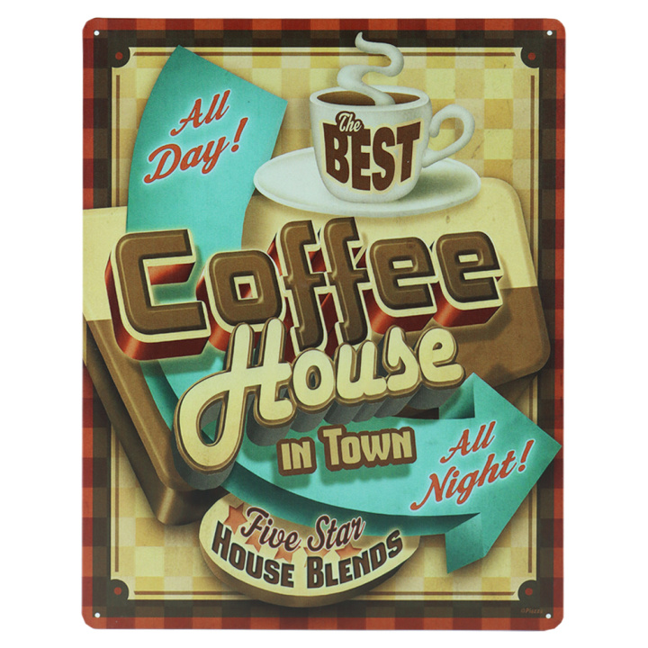 Coffee house metalen bord 30 x 40cm