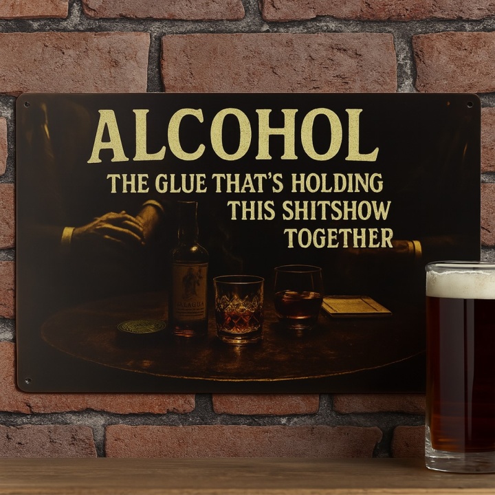 Alcohol the glue Metalen borden