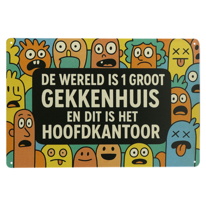 groot gekkenhuis metalen bord