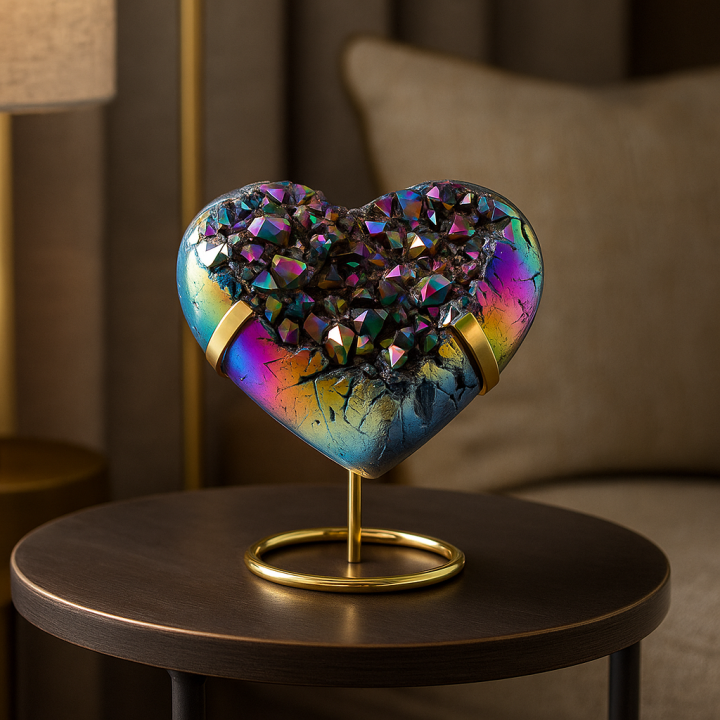 Titanium Hart met Gouden Standaard