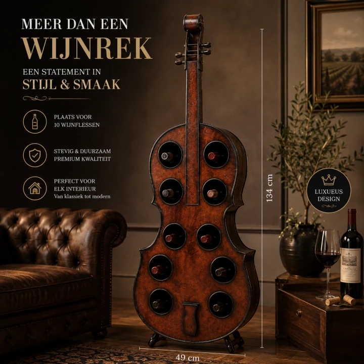 cello wijnrek – sfeer Cello Wijnrek – Luxe Houten Wijnhouder voor 10 Flessen