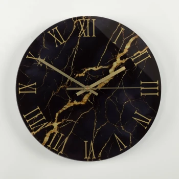 wandklok zwart marmer