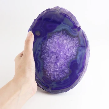 Paarse Agaat Schijf Edelsteen Decoratie