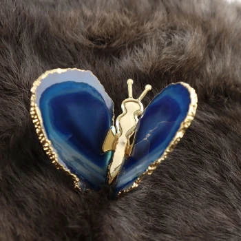 Luxe Blauwe Agaat Vlinder Met Gouden Details