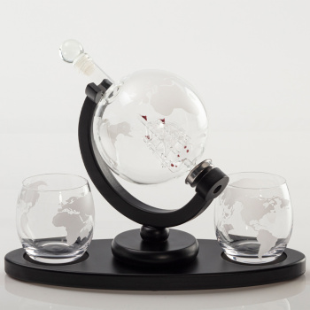 Wereldbol whiskey karaf met glazen