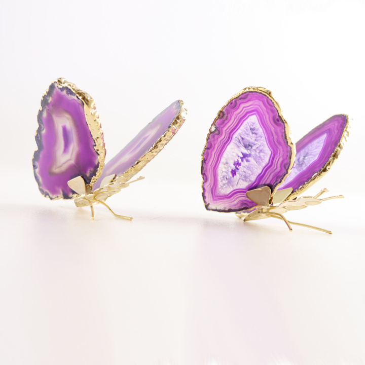 Luxe Paarse Agaat Vlinder met Gouden Details