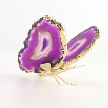 luxe paarse agaat vlinder met gouden details