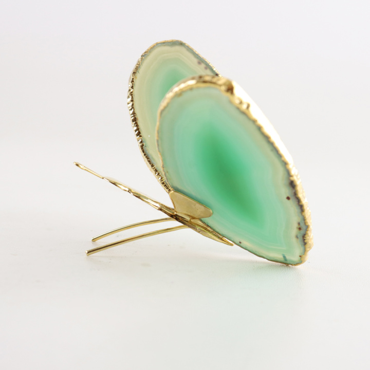 Groene agaat vlinder met gouden details