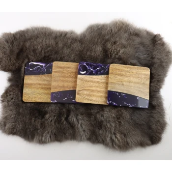 Houten onderzetters vierkant donker paars