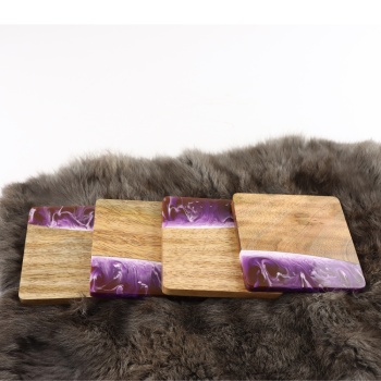 Houten onderzetters vierkant paars