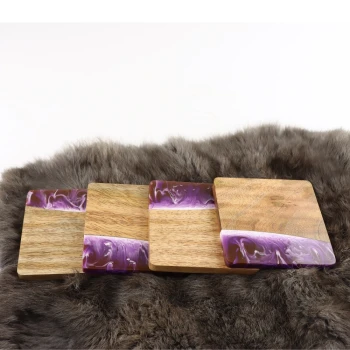 Houten onderzetters vierkant paars