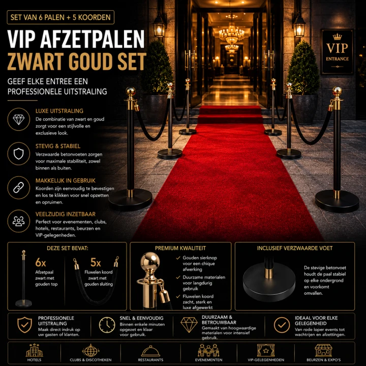 sfeer-afbeelding-vip-afzetpalen-zwart-goud-set