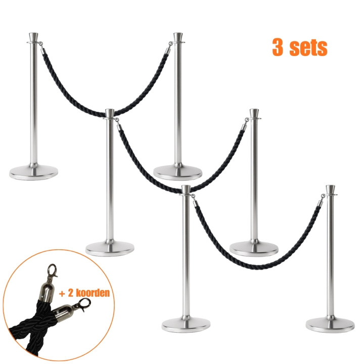 Afzetpaal Zilver deluxe Set van 3