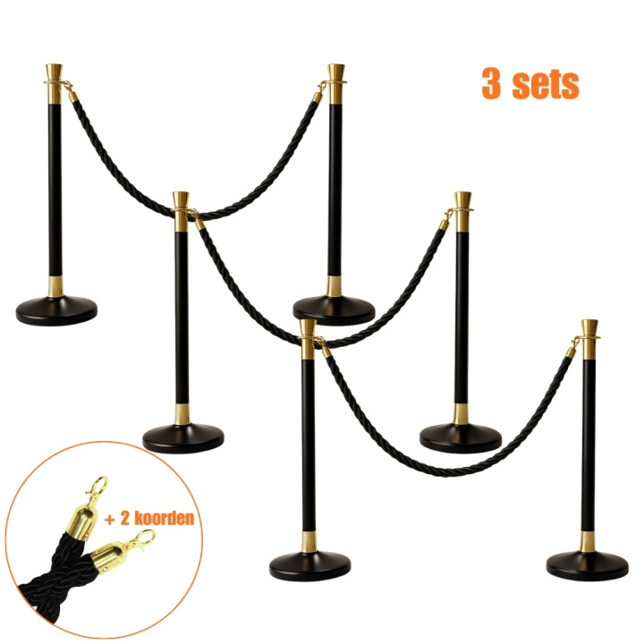 Afzetpaal Zwart deluxe Set van 3
